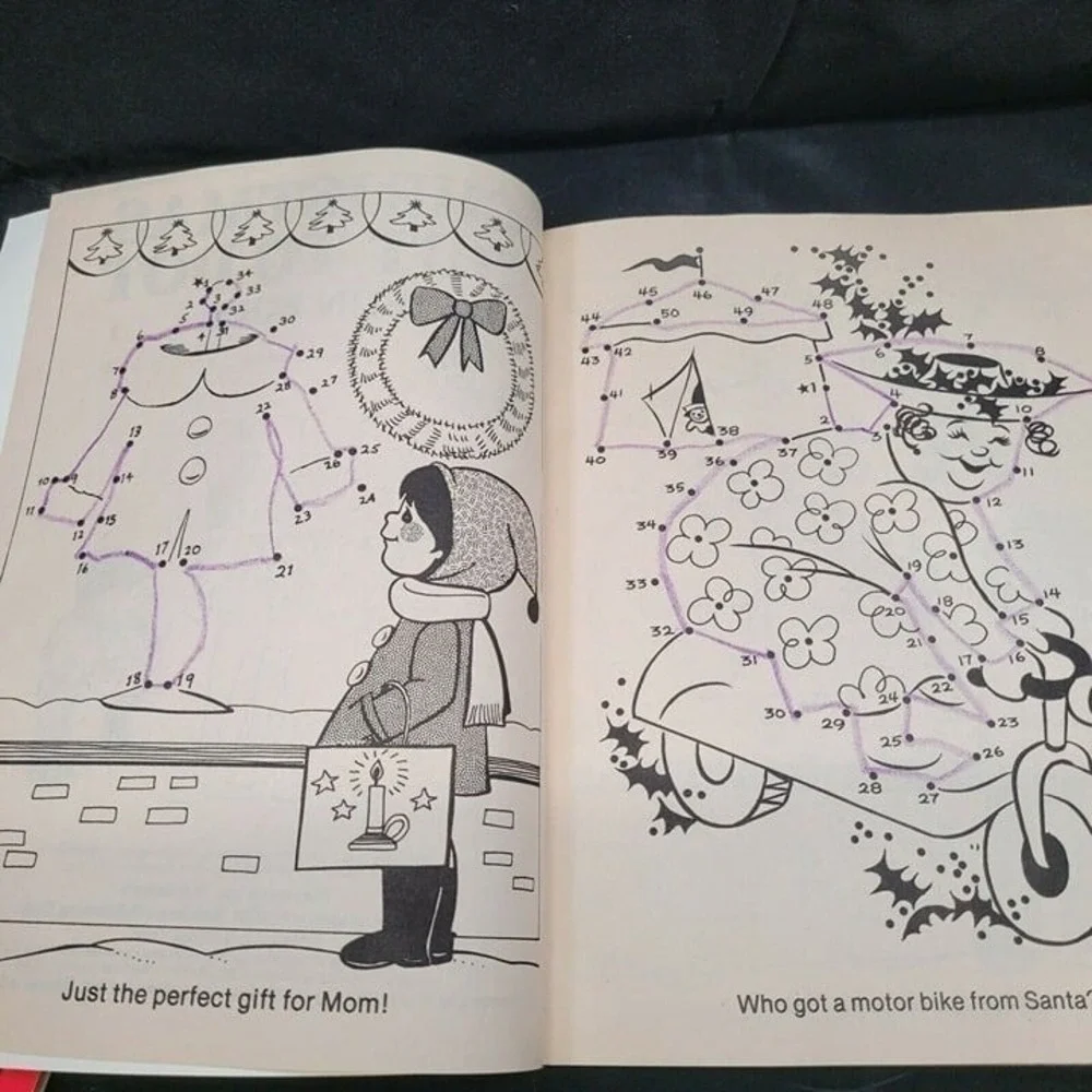 Playmore Christmas Activity Coloring Dot to Dot Book Set Kids Multi 1993 Vintage